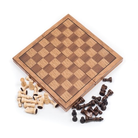 Toy Time Wooden Book Style Chess Board with Staunton Chessmen 748600HCH
